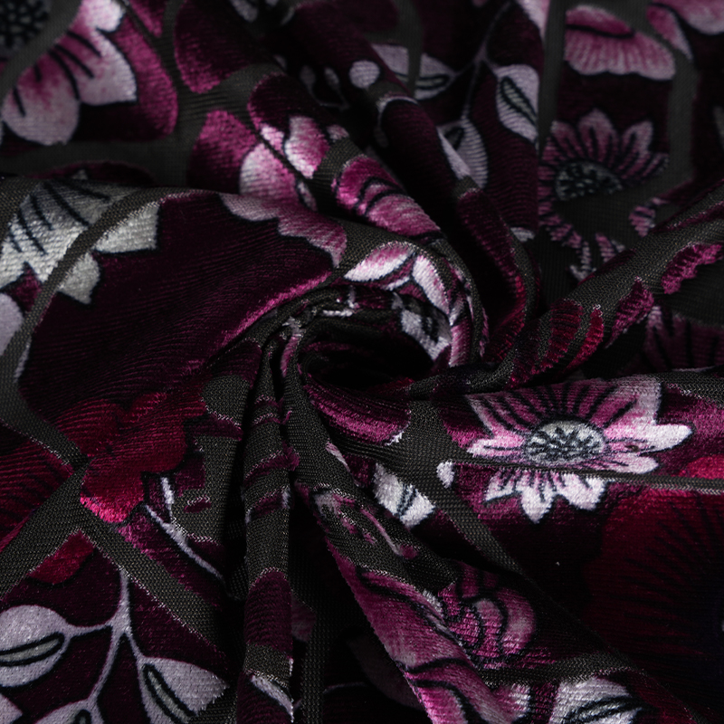 Nylon polyester spandex udbrændt trykt koreansk fløjlsstof 282